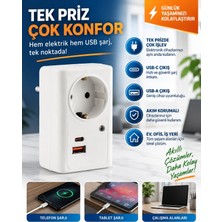 De-Pa 11154 Tekli Akım Korumalı Priz USB Şarjlı