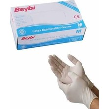 Beybi M (Medium) Beden Pudralı Lateks Beyaz 100 Lü Muayene Eldiveni