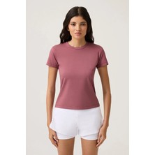 Los Ojos Bordo Düz Kesim Tişört Regular T-Shirt