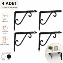 RafAks 13X19 Siyah 4 Adet Metal L Ayak Raf Tutucu Rafaltı