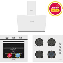 Simfer 0+8 Fonksiyon Trend Mekanik Beyaz Power Turbo 3'lü Ankastre Set (Fırın + Ocak + Davlumbaz)