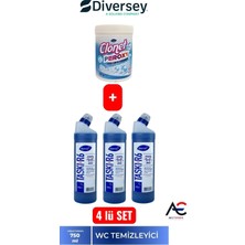 Diversey 4'lü Temizlik Paketi 3 Adet Ağır Kir Tuvalet Temizleyici + 1 Adet Beyazlar Için Leke Çıkarıcı
