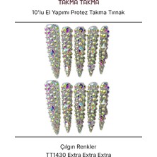 Takma Takma 10'lu Beyaz  Extra Extra Extra TT1430 Tekrar Kullanılabilir El Yapımı Protez Takma Tırnak Beyaz-M