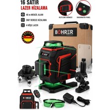 Böhrer BA0115375 16 Çizgi 4d Yeşil Lazer Terazi – 360° Otomatik Hizalama, 40 Metre Menzil, Dokunmatik Panel