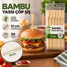 Yassı Çöp Şiş 12 cm 50 Adet – Bambu Şiş
