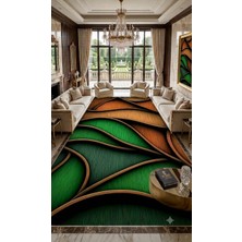 Elmas Dizayn Luxury Bambu Organik Pamuk Dokulu Deluxe Pufy Halı Bambu Kumaş Pamuk Kaymaz Taban 4mm Süngerli Premium Solmaz Baskı Leke Tutmaz Yıkanabilir Salon Oturma Odası Yatak Odası Halısı Modern
