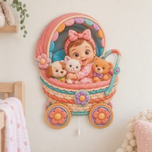 Momento Hediyelik Bebek Arabasında Kız Bebek ve Oyuncaklar 5V Pilli Işıklı Duvar Dekoru