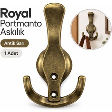 Badem10 Royal Portmanto Askılık Antik Sarı 1 Adet Metal Tasarım Duvar Askısı Çanta Kıyafet Askılığı