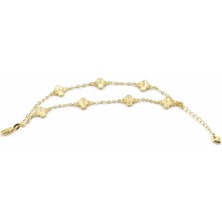 Efeaks Xuping 14K Altın Kaplama 20 cm Modern Yonca Zincir Premium Bileklik