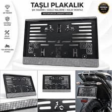 Efeaks Kristal Parlak Taşlı Motor Plakası Işıltılı Renk Tüm Motorsikletlerle Uyumlu