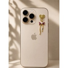 Efeaks Fiyonk Taşlı Telefon Charm – Incili Gold Telefon Arkası Aksesuarı