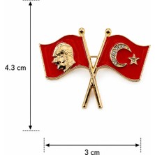 Efeaks Türk Bayrağı Broş – Ay Yıldız ve Atatürk Figürlü Şık Yaka Aksesuarı