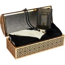 Efeaks 37X15X16 cm Hediyelik Seccade Kuran-I Kerim Tesbih Sandık Set Siyah