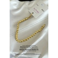 Efeaks Xuping 14K Gold Arpa Model / Yaprak Model Çelik Bileklik, 18CM