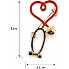 Efeaks Kalp Figürlü Stetoskop Broş – Hemşire Doktor Sağlık Çalışanı Yaka Aksesuarı