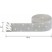 Efeaks Kristal Taşlı Kendinden Yapışkanlı Şerit Çeşitleri 40X3 cm Telefon, Bardak, Çerçeve, Ev ve Hobi Dekoru