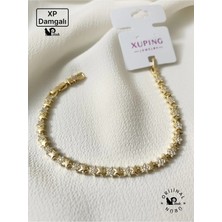 Efeaks Pokak Xuping 14K Altın Kaplama Mini Yıldız Zirkon Vip Bileklik - 17CM+2CM Uzatma Eki