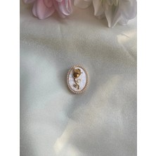 Efeaks Vintage Tarz Sedefli Gold Gül Broş
