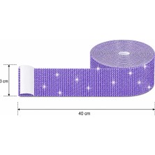 Efeaks Kristal Lila Taşlı Kendinden Yapışkanlı Şerit 40X3 cm Telefon, Bardak, Çerçeve, Ev ve Hobi Dekoru