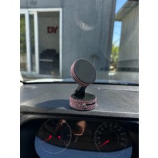 Efeaks Kadınlara Özel Pembe Kristal Taşlı Araç Telefon Tutacağı Oto Telefon Tutucu Şık Dekoratif