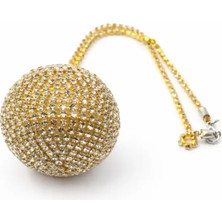 Efeaks Gold Taşlı Disco Topu Dikiz Aynası Süsü 5 cm Işıltılı Gösterişli Ayna Süsü
