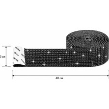 Efeaks Kristal Siyah Taşlı Kendinden Yapışkanlı Şerit 40X3 cm Telefon, Bardak, Çerçeve, Ev ve Hobi Dekoru