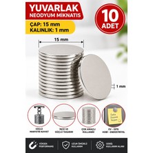 Dünya Magnet 10 Adet 15X1 mm Yuvarlak Neodyum Mıknatıs Güçlü Ince Magnet