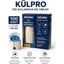 Tek Kullanımlık Küllük - Kullan At (100 Adet) 4 x 25 Adet Suyla Şişen Jel Kristal Formüllü - Dumansız Hijyenik Küllük KLP-100, One Size