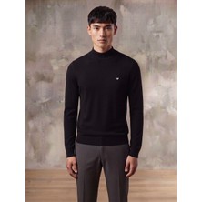 Wkm Erkek Regular Fit Yarım Balıkçı Nakışlı Triko Kazak