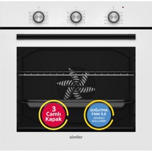 Simfer 8268 0+8 Fonksiyon 73 Lt Mekanik Beyaz Turbo Özellikli 3 Camlı Ankastre Fırın