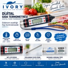 Ivory Gıda Termometresi -50°C ile 300°C Arasında Ölçüm Yapabilen 15 cm Daldırma Tipi Dijital