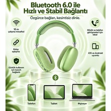 Bluetooth 6.0 Kablosuz Kulak Üstü Kulaklık Mikrofonlu 40MM Sürücü Tf Kart Destekl