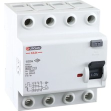 Gunsan Günsan Valta  Ac Tip 6ka 300MA 100A 3 Kutup + Nötr Kaçak Akım Rölesi