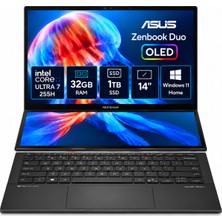 Asus Zenbook Duo OLED UX8406CA-QL309W Core Ultra 7 255H 32GB 1tb SSD 14" Windows 11 Home  + Snertech Çanta