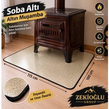 Muhtelif Nokta Desenli Dikili Soba Altı Muşamba 100 x 115 cm Isı Koruyucu Soba Altı Örtüsü