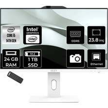 MSI Msı Pro AP242P Intel Core I5 14400 24GB Ram 1tb SSD UHD Graphics 23.8" Full Hd (1920X1080) Freedos 14M-1201EUP315 Beyaz All In One Bilgisayar + Per4 USB Bellek
