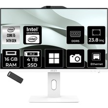 MSI Msı Pro AP242P Intel Core I5 14400 16GB Ram 4tb SSD UHD Graphics 23.8" Full Hd (1920X1080) WIN11 Pro 14M-1201EUP511 Beyaz All In One Bilgisayar + Per4 USB Bellek