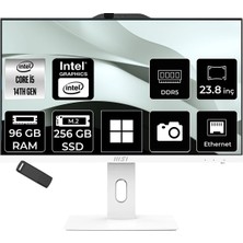 MSI Msı Pro AP242P Intel Core I5 14400 96GB Ram 256GB SSD UHD Graphics 23.8" Full Hd (1920X1080) WIN11 Home 14M-1201EUP449 Beyaz All In One Bilgisayar + Per4 USB Bellek
