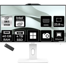 MSI Msı Pro AP242P Intel Core I5 14400 40GB Ram 4tb SSD UHD Graphics 23.8" Full Hd (1920X1080) WIN11 Pro 14M-1201EUP529 Beyaz All In One Bilgisayar + Per4 USB Bellek