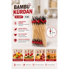 Antpap Ambalaj Siyahlı Kırmızı Boncuk Bambu Kürdan 9 cm – 50 Adet