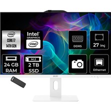 MSI Msı Pro AP272P Intel Core I7 14700 24GB Ram 2tb SSD UHD Graphics 27" Full Hd (1920X1080) Freedos 14M-866XEUP316 Beyaz All In One Bilgisayar + Per4 USB Bellek