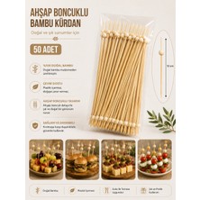 Antpap Ambalaj Ahşap Boncuklu Bambu Kürdan 12 cm – 50 Adet