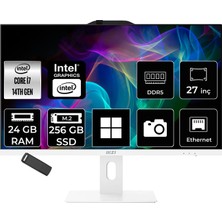 MSI Msı Pro AP272P Intel Core I7 14700 24GB Ram 256GB SSD UHD Graphics 27" Full Hd (1920X1080) WIN11 Pro 14M-866XEUP513 Beyaz All In One Bilgisayar + Per4 USB Bellek