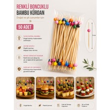 Antpap Ambalaj Renkli Boncuklu Bambu Kürdan 9 cm – 50 Adet