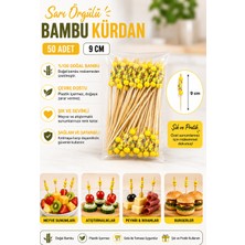 Antpap Ambalaj Sarı Örgülü Bambu Kürdan 9 cm – 50 Adet