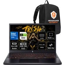 Acer Nitro V 15 Intel Core 5 210H Rtx 3050 6gb 65W 64GB Ram 256GB SSD 15.6" Full Hd (1920X1080) 165Hz Freedos NH.QUBEY.001P337 Gaming Laptop + Per4 Çanta