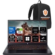 Acer Nitro V 15 Intel Core 5 210H Rtx 4050 6gb 75W 128GB Ram 256GB SSD 15.6" Full Hd (1920X1080) 165Hz WIN11 Home NH.QUBEY.001P355 Gaming Laptop + Per4 Çanta