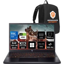 Acer Nitro V 15 Intel Core 5 210H Rtx 4050 6gb 75W 128GB Ram 512GB SSD 15.6" Full Hd (1920X1080) 165Hz WIN11 Home NH.QUBEY.001P356 Gaming Laptop + Per4 Çanta