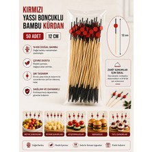 Antpap Ambalaj Kırmızı Yassı Boncuk Bambu Kürdan 12 cm – 50 Adet