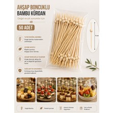 Antpap Ambalaj Ahşap Boncuklu Bambu Kürdan 9 cm – 50 Adet